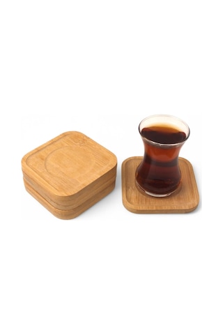 Deconox Bambu Kare Çay Tabağı Bardak Altlığı 6'li Set / Dekoratif Ve Doğal Bambu Altlık Şık Ve Dayanıklı Çok Renkli