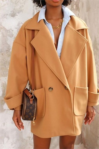 Dip Moda Kadın Camel Kolu Kemerli Kaşe Kaban Dpnbasp6767 Camel