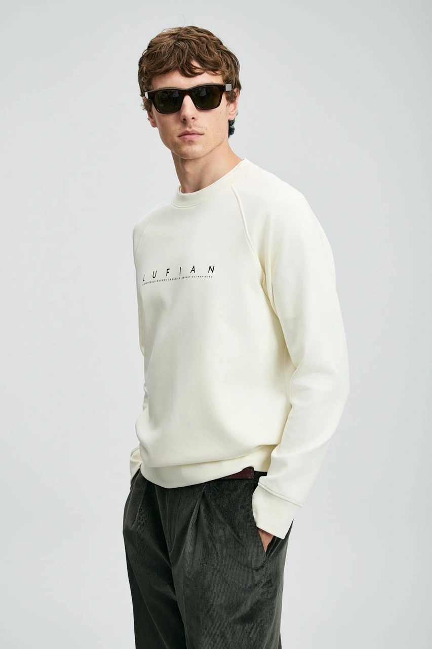 Lufian Erkek Cooper Sweatshirt 112030177 Kırık Beyaz Kırık Beyaz