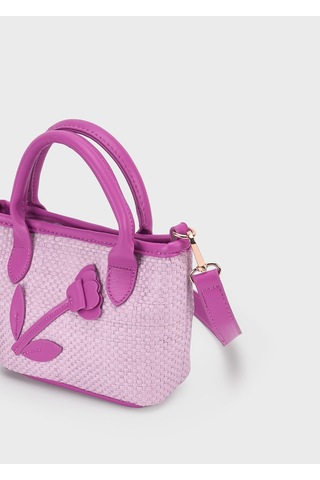 Mayoral Kız Çocuk Çiçekli Hasır Çanta Mor