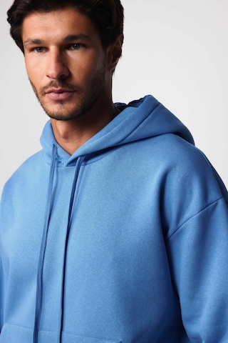 Tudors Oversize Pamuk Kapüşonlu Basıc Mavi Unisex Sweatshirt-29405-mavi Mavi