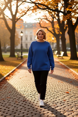 Benerly Kadın Bisiklet Yaka Düşük Kol Oversize Kalıp Sweatshirt Fonksiyon Indigo