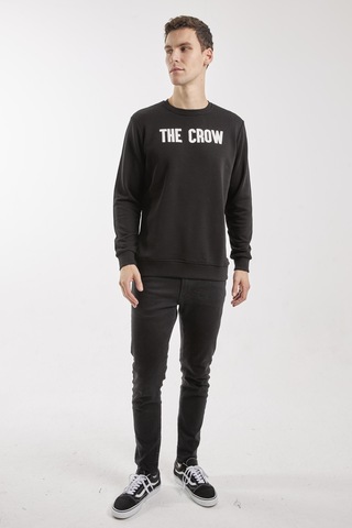 Crow Siyah O-yaka Sweatshırt Siyah