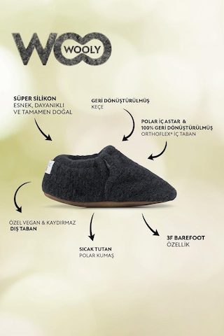 Recycled Woo Wooly Yünlü Lacivert Barefoot Patik