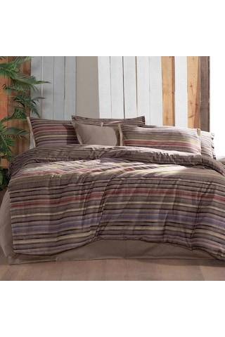 Fauna King Size Battal Boy %100 Pamuk Flanel Pazen Nevresim Takımı Kahve Kahverengi