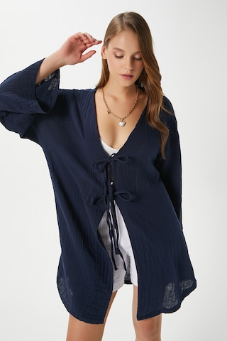 Ritnice Kadın Sandra %100 Pamuk Müslin Bağcıklı Lacivert Kimono Lacivert