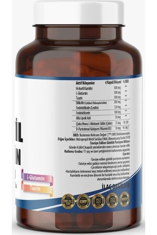 Ncs N-Asetil Karnitin L-Glutamin Taurin Ve Sitikolin 120 Bitkisel Kapsül