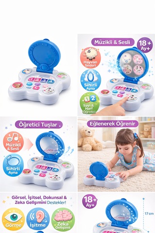 Sihirli Ayna Eğitici Oyuncak Müzikli, Sesli, Sayı & Harf Öğretici, 18 Ay+