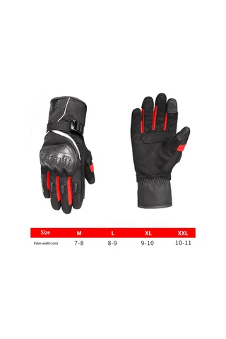 Jeehugo Kış Motosiklet Eldiveni - Dokunmatik Ekranlı Su Geçirmez Soğuk Hava Koruyucu Siyah 2xl