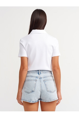 Dilvin Klasik Denim Mom Şort 101a71507 Açık Mavi