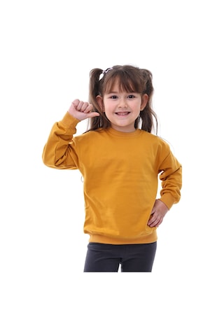 Zuzunga Basic Bisiklet Yaka Şardonlu Çocuk Sweatshirt 3-10 Yaş Hardal