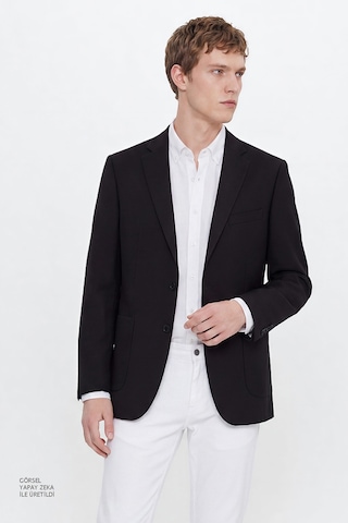 AC&Co / Altınyıldız Classics Erkek Sıyah Slim Fit Dar Kesim Mono Yaka Torba Cepli Blazer Ceket Siyah