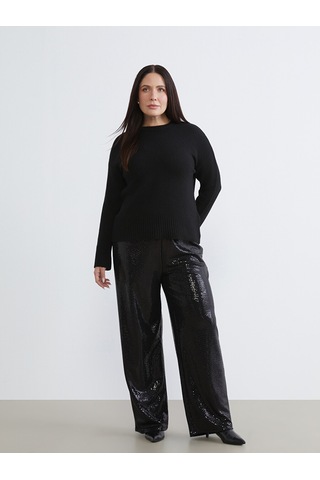Lcw Everyday Siyah Standart Fit Payetli Kadın Pantolon