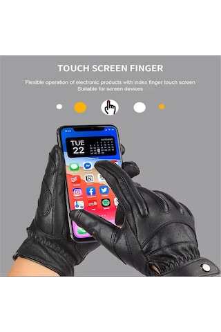 Mufunye Xl Siyah Kuzulu Motorcu Eldiveni - Dokunmatik Ekran, Solunumlu, Darbe Emici Sponge Ve Kayma Önleyici Eldiven