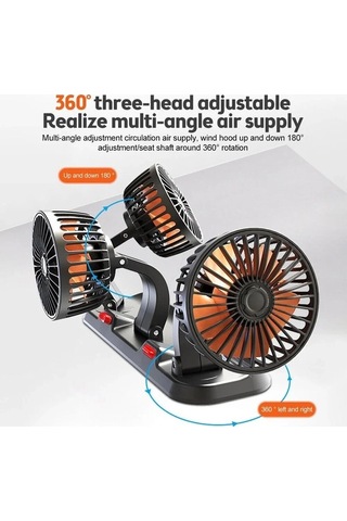 Tongxida Araba Fanı 360 Ayarlanabilir 3 Kafa Hava Sistemi, Otomotiv Kullanımı İçin