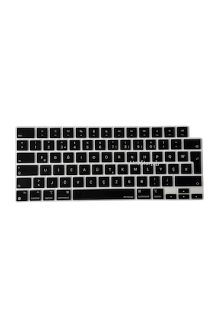 Macbook Türkçe F Klavye Koruyucu Yeni F Düzen M1-m5 A2681 A3113 A3240 A3449 A2941 A3241 A2442 A2779 A3426 A3434 A2485 A3429 Silikon Keyboard Cover Touch Id Siyah