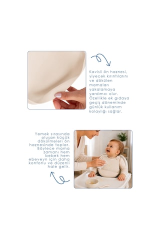 Babyjem Mini Silikon Mama Önlüğü Ekru