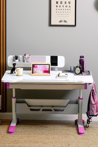 Sirius Standart Yükseklik Ve Eğim Ayarlı, Bilgisayar Ve Oyuncu Masası, Ofis Ve Çalışma Masası Fuşya Gri