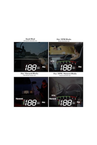 Dailytech Hud Head Up Display 3.5 İnç Obd Sanal Gösterge Paneli