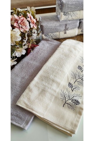 Nurpak Çeyizlik 2.li Set Lüks 50x90cm. %100 Pamuk El,yüz Havlusu Özel Hediyelik Ambalajda Lila