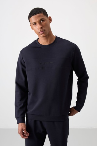 Tommy Life Lacivert Pamuklu Kalın Yumuşak Dokulu Comfort Fit Baskılı Erkek Eşofman Takım - 85253 Lacivert