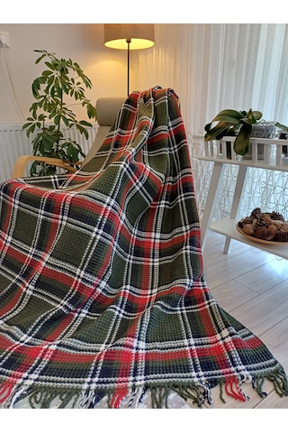 Skoç Battaniye Tek Kişili Kırmız-yeşil Skoç Battaniye