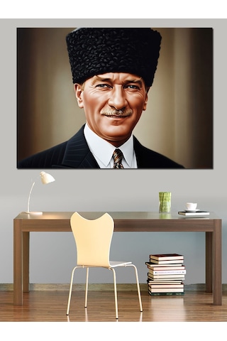 Gülümseyen Atatürk Dekoratif Kanvas - Mdf Ahşap Tablo