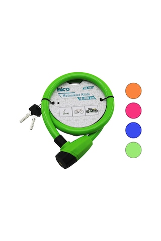 Bşkvirgo Çelik Tel Motor Ve Bisiklet Kilit 18mm X 100cm Anahtarlı Bsk2026 Çok Renkli