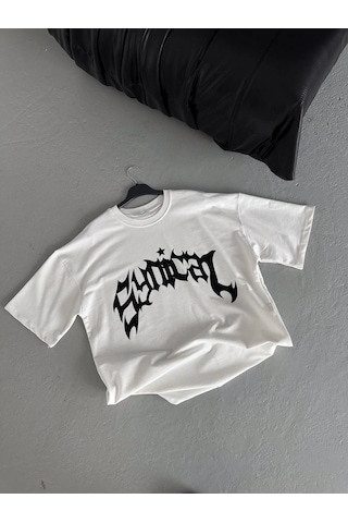 Novalisse Kadın Baskıkı Bisiklet Yaka T-shirt - Beyaz Çoklu Renk