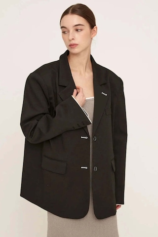By Dyln Büyük Beden Megan Oversized Daddy Blazer - Şık Ve Rahat Tasarım Siyah