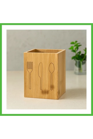 Vaveni Ahşap Bambu Kaşıklık Organizer 9x9 Cm Arz