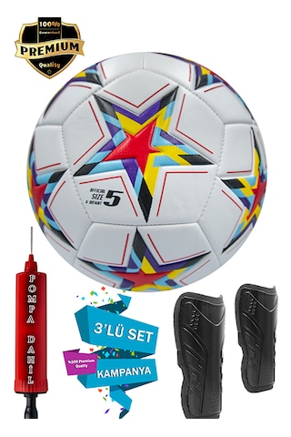 Alastor Şampiyonlar Ligi Futbol Topu Pompa Ve Tekmelik Beyaz - Kırmızı