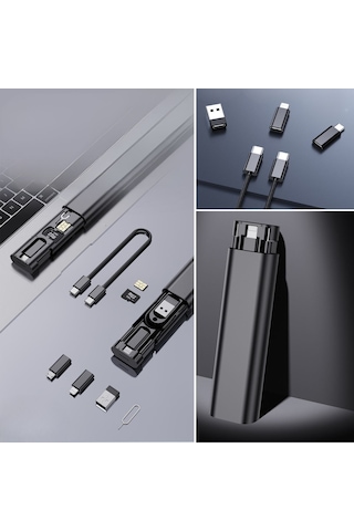 Zmc Bilişim Cep Tipi 60w Bas Aç Type-c,iphone Şarj,micro Usb Hızlı Şarj Data Kablo Seti