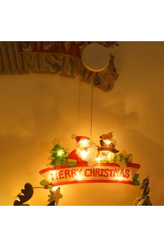 Mufunye Led Noel Işık Zinciri, S6-merry Christmas Desenli, Islak Beyaz Işık, Pilli Piller Dahil Değil , Oda Vitrin Dekorasyonu