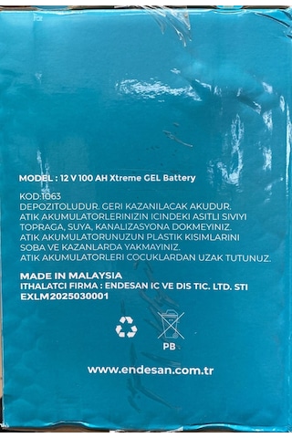 Exelon 12 Volt 100 Amper Jel Akü 330 173 222 Mm 30 Kg