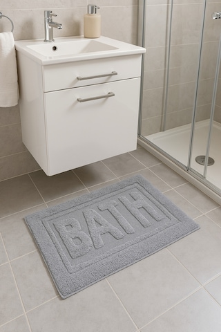 Bath Banyo Paspası 80x50 Dekoratif, Yıkanabilir, Tüylenme Yapmaz, Yumuşak Doku Antrasit