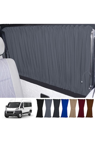 Pandami Fiat Ducato Boxer Jumper Uzun Şase 2006+ Uyumlu Gri Raylı Oto Perde Takımı
