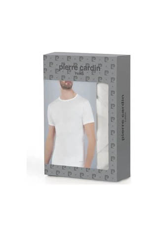Pierre Cardin 440 Erkek %100 Pamuk Ribana Bisiklet Yaka Yarım Kol Fanila-beyaz Beyaz