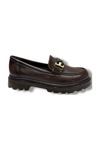 Fancy 801-26 Deri Loafer Tokalı Anatomik Kadın Ayakkabı Kahverengi