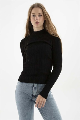 Fashion Friends Kadın Yarım Balıkçı Kazak 23k0389k1 Siyah