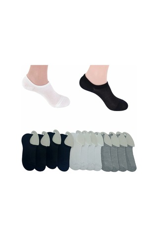 Worthy Socks 12'li Erkek Pamuklu Yıkamalı Siyah-beyaz-gri Sneakers Görünmez Çorap