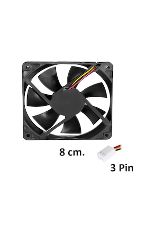 3 Pin Pwm Kasa Fanı 80x80x25mm 12v Dc Soğutucu Sessiz Fan