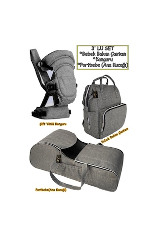 U.S.F Portbebe + Bebek Taşıma Kanguru + Bebek Bakım Çantası 3'lü Set
