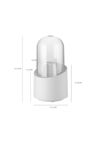 Sones Qy7155 Makyaj Fırçaları İçin Şeffaf Döndürülebilir Toz Geçirmez Saklama Kovası Beyaz