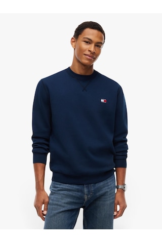 Tommy Hilfiger Tjm Reg Badge Crew Ext Erkek Mavi Sweatshirt - Dm0dm23607