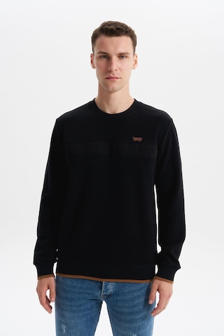 AR-MA Arma Erkek Regular Fit Selanik Sweatshirt Kazak Karbon Fırçalı, Bisiklet Yaka, Pamuk Polyester, Süs Etiketli K30124697802 Siyah