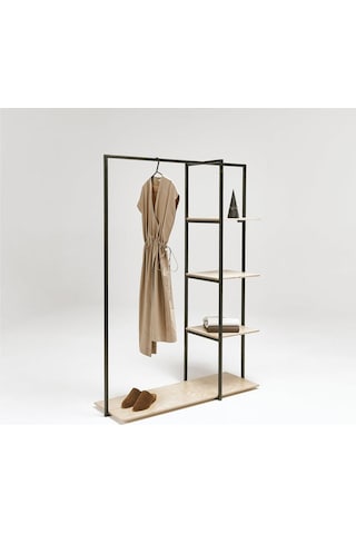 Ararat Siyah Metal Ahşap Askılık Siyah