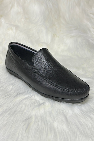 Günlük Erkek Hakiki Deri Siyah Tokalı Kaymaz Taban Casual Klasik Ayakkabı Rahat 600 - 601 - 603 Düz Siyah