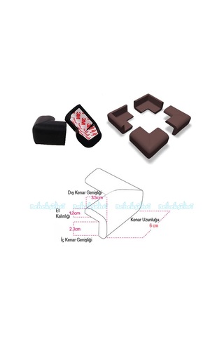 Evokids Kauçuk Köşe Koruyucu 4'Lü (Kahve) Çok Renkli