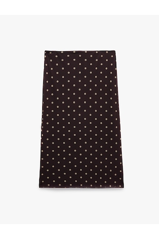 Koton Slim Fit Puantiyeli Midi Tül Etek Kahverengi Desenli 6sal70104ık